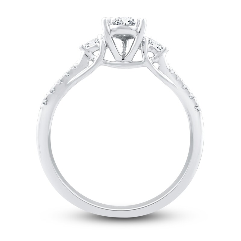 Diamond Engagement Ring 3/8 ct tw Round & Pear 10K White Gold