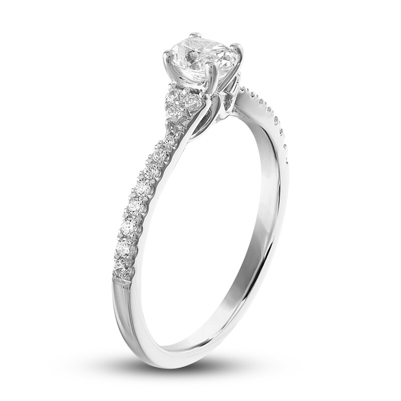 Diamond Engagement Ring 1/2 ct tw Oval & Round 14K White Gold