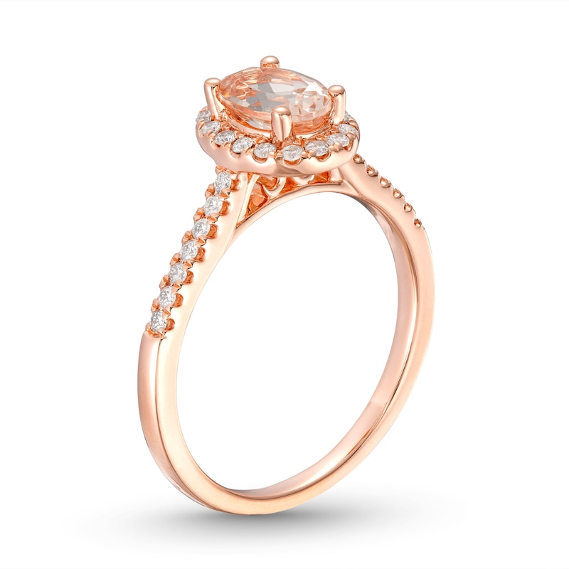 Main Image 2 of Oval Morganite Engagement Ring 1/4 ct tw Diamonds 14K Rose Gold