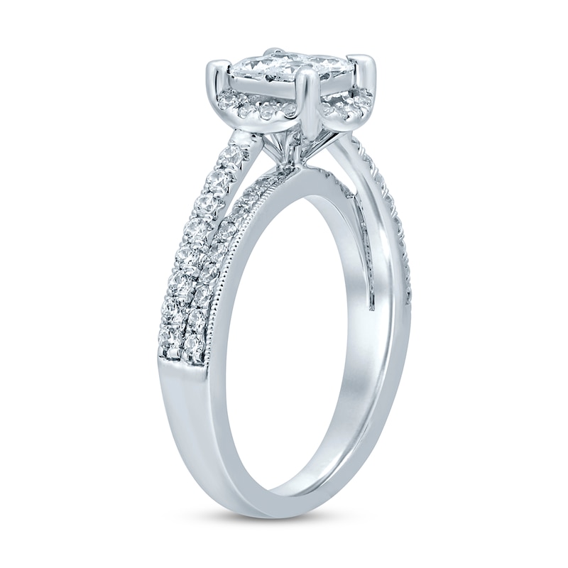 Diamond Engagement Ring 1 ct tw Princess & Round 14K White Gold