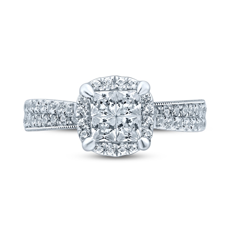 Diamond Engagement Ring 1 ct tw Princess & Round 14K White Gold