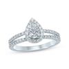 Diamond Engagement Ring 5/8 ct tw Pear & Round 14K White Gold