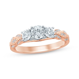 3-Stone Diamond Engagement Ring 1 ct tw Round-cut 14K Two-Tone Gold