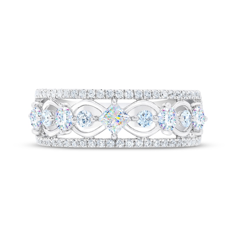 THE LEO First Light Diamond Princess & Round-Cut Anniversary Ring 1 ct tw 14K White Gold