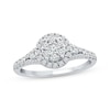 Multi-Diamond Engagement Ring 1/2 ct tw Round & Baguette 10K White Gold