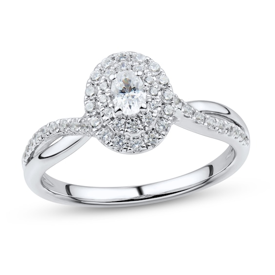 Now + Forever Diamond Engagement Ring 1/2 ct tw Oval & Round-Cut 14K White Gold