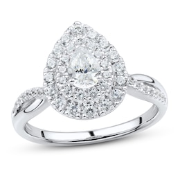 Now + Forever Diamond Engagement Ring 1 ct tw Pear & Round-Cut 14K White Gold