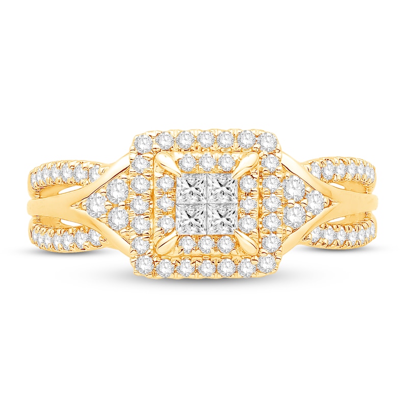 Multi-Diamond Engagement Ring 5/8 ct tw Princess & Round 14K Yellow Gold