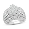 Multi-Diamond Engagement Ring 2 ct tw Round & Baguette 14K White Gold