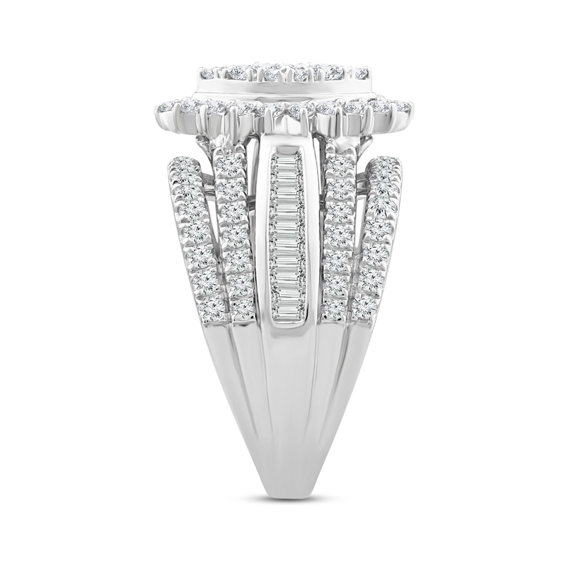 Multi-Diamond Engagement Ring 2 ct tw Round & Baguette 14K White Gold
