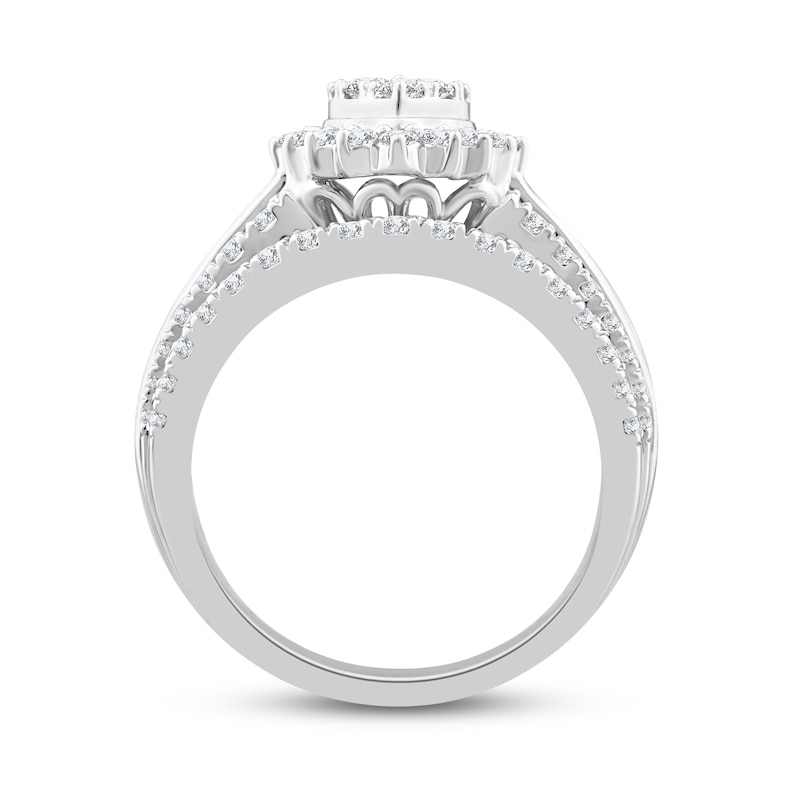 Main Image 3 of Now + Forever Multi-Diamond Engagement Ring 2 ct tw Round & Baguette 14K White Gold
