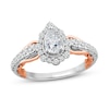 Diamond Engagement Ring 7/8 ct tw Pear & Round 14K Two-Tone Gold