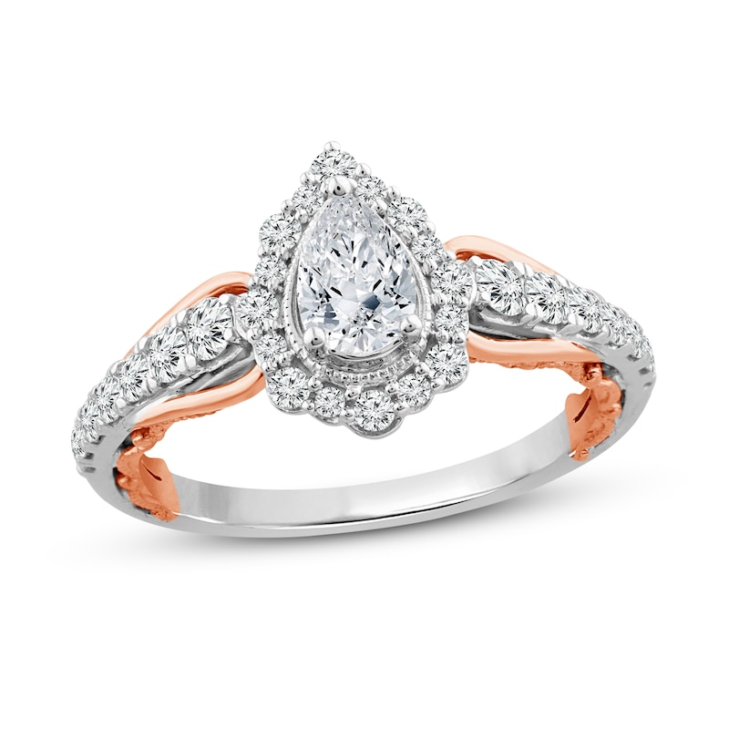 Main Image 1 of Now + Forever Diamond Engagement Ring 7/8 ct tw Pear & Round 14K Two-Tone Gold