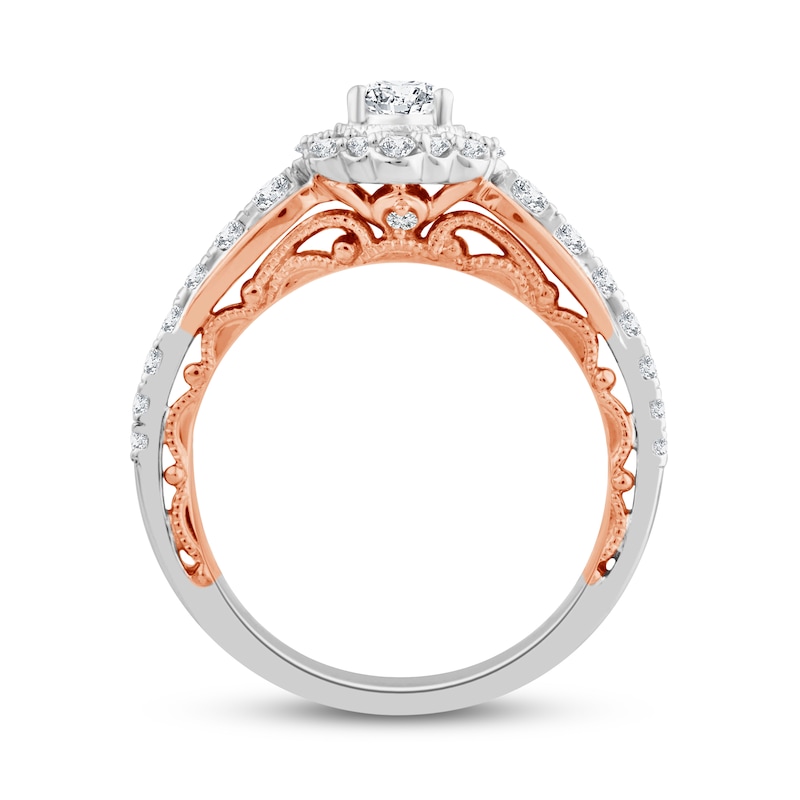 Main Image 3 of Now + Forever Diamond Engagement Ring 7/8 ct tw Pear & Round 14K Two-Tone Gold