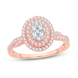 Now + Forever Diamond Engagement Ring 1/2 ct tw Round-cut 10K Rose Gold