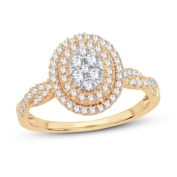 Now + Forever Diamond Engagement Ring 1/2 ct tw Round-cut 10K Yellow Gold