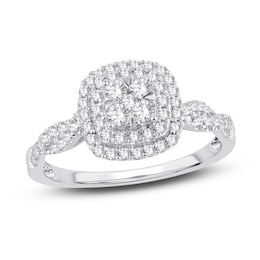 Now + Forever Diamond Engagement Ring 1/2 ct tw Round-cut 10K White Gold