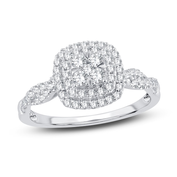 Now + Forever Diamond Engagement Ring 1/2 ct tw Round-cut 10K White Gold