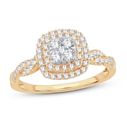 Now + Forever Diamond Engagement Ring 1/2 ct tw Round-cut 10K Yellow Gold