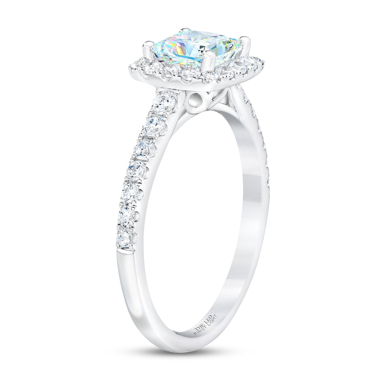 THE LEO First Light Diamond Engagement Ring 1-3/8 ct tw Princess & Round-cut 14K White Gold