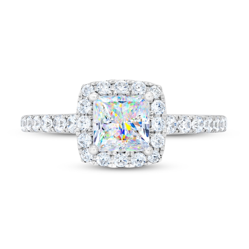 THE LEO First Light Diamond Engagement Ring 1-3/8 ct tw Princess & Round-cut 14K White Gold