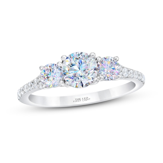 Kay THE LEO First Light Three-Stone Diamond Engagement Ring 1-1/4 ct tw Round-cut 14K White Gold