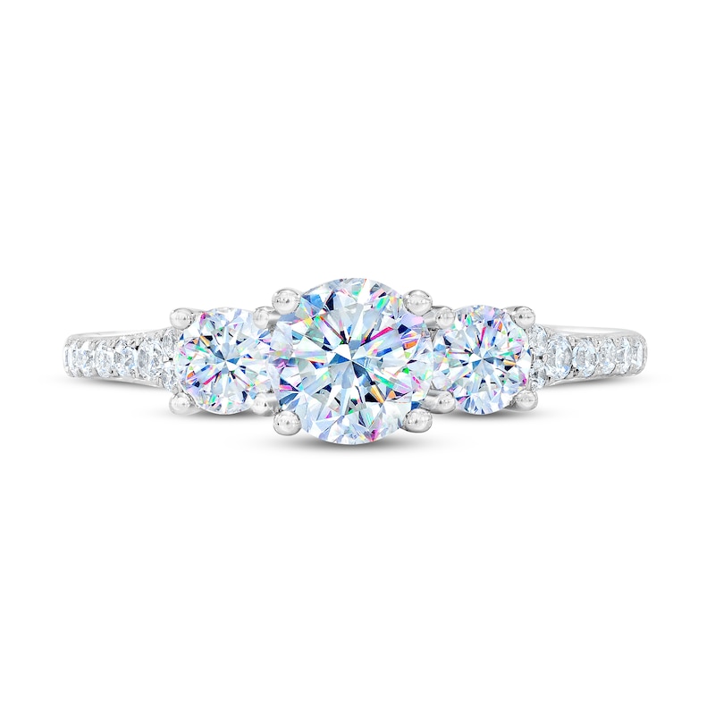 THE LEO First Light Three-Stone Diamond Engagement Ring 1-1/4 ct tw Round-cut 14K White Gold