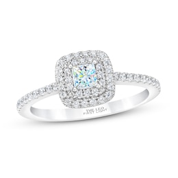 THE LEO First Light Diamond Engagement Ring 1/2 ct tw Princess/Round 14K White Gold