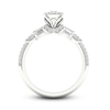Diamond Engagement Ring 3/4 ct tw Round & Baguette 14K White Gold