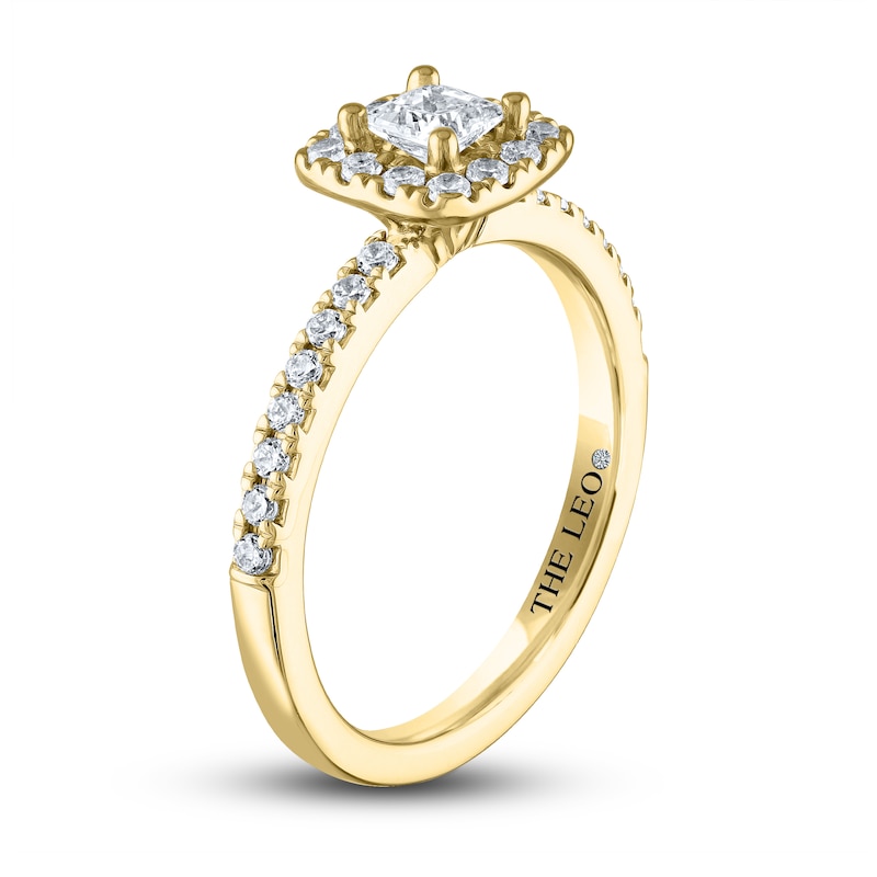 THE LEO Diamond Engagement Ring 5/8 ct tw Princess/Round 14K Yellow Gold