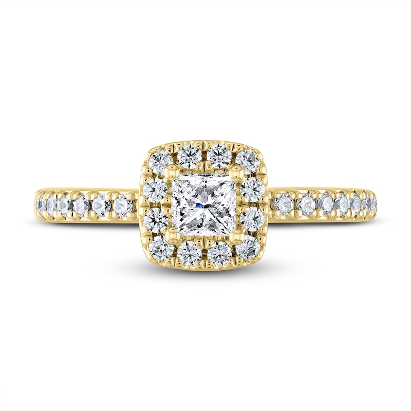 THE LEO Diamond Engagement Ring 5/8 ct tw Princess/Round 14K Yellow Gold