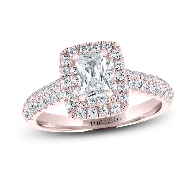 Main Image 1 of THE LEO Diamond Engagement Ring 1 ct tw Emerald & Round-cut 14K Rose Gold