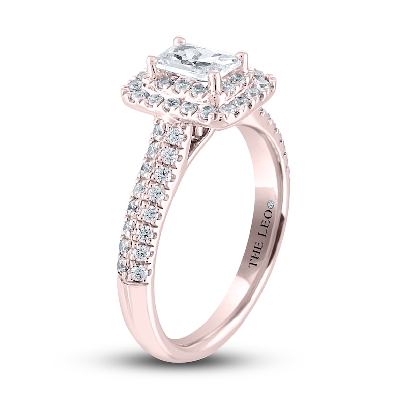 Main Image 2 of THE LEO Diamond Engagement Ring 1 ct tw Emerald & Round-cut 14K Rose Gold