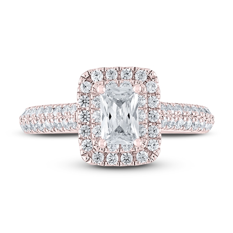 Main Image 3 of THE LEO Diamond Engagement Ring 1 ct tw Emerald & Round-cut 14K Rose Gold