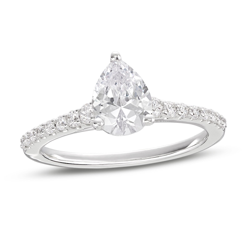 0.75 - 1.50 CTW 14K Prong Setting Pear Shaped Lab Grown Diamond Engagement Ring - Kylie 14K White Gold / 1.50 CTW