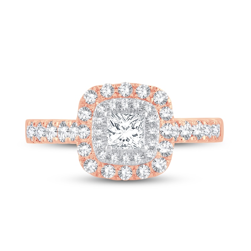 Diamond Engagement Ring 1 ct tw Princess & Round 14K Rose Gold