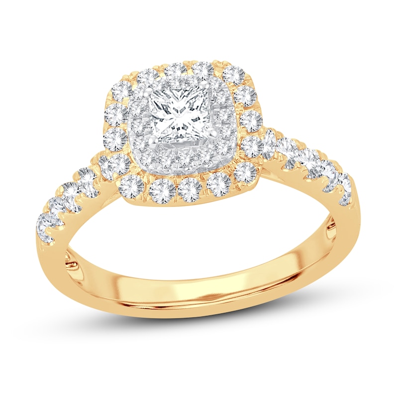 Diamond Engagement Ring 1 ct tw Princess & Round 14K Yellow Gold