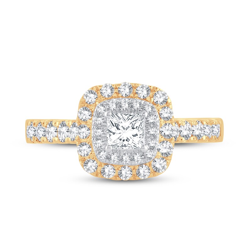 Diamond Engagement Ring 1 ct tw Princess & Round 14K Yellow Gold