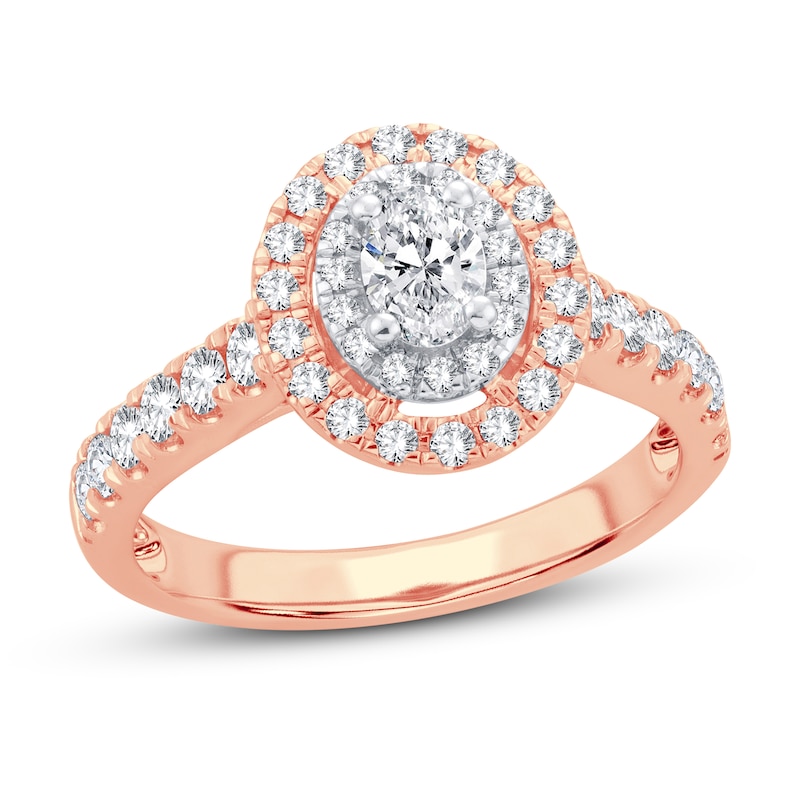 Main Image 1 of Now + Forever Diamond Engagement Ring 1 ct tw Oval & Round 14K Rose Gold