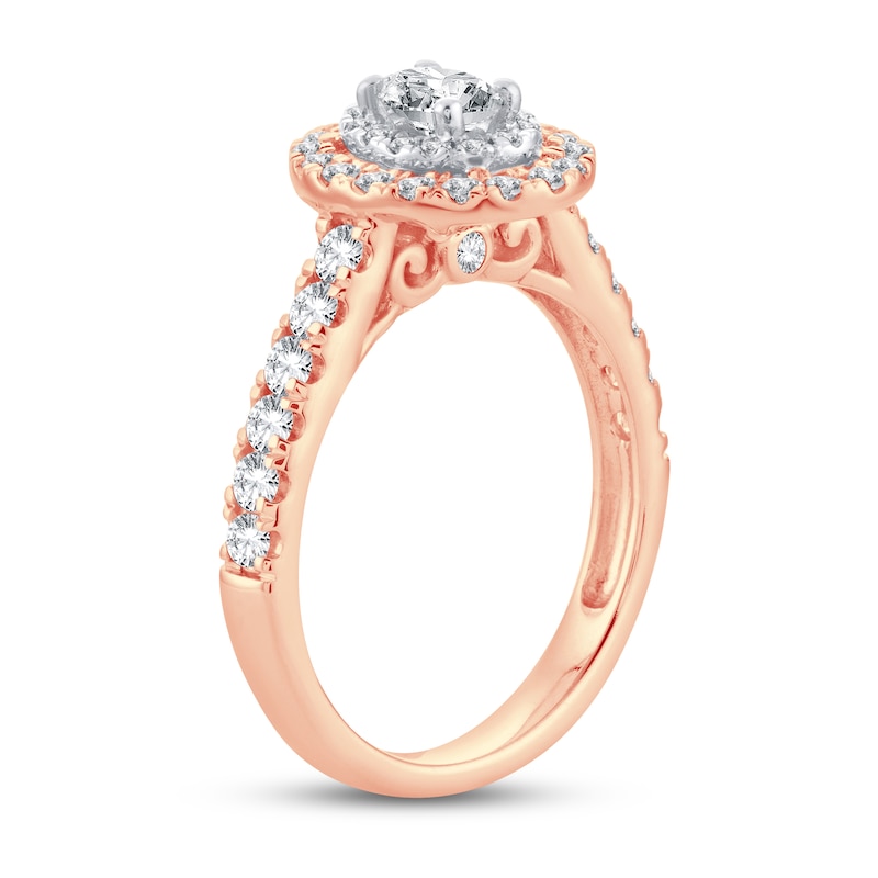 Diamond Engagement Ring 1 ct tw Oval & Round 14K Rose Gold