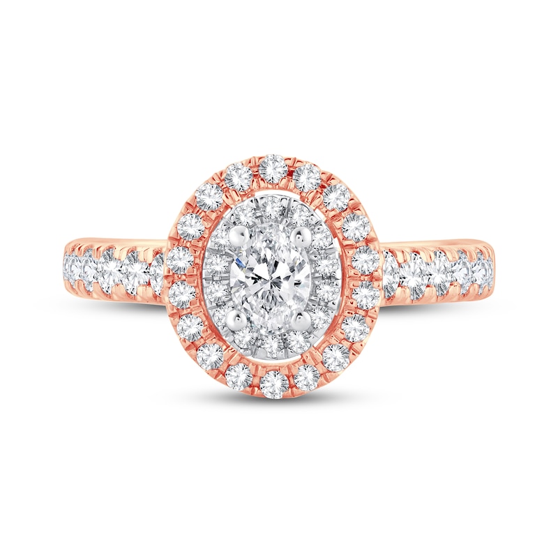 Diamond Engagement Ring 1 ct tw Oval & Round 14K Rose Gold