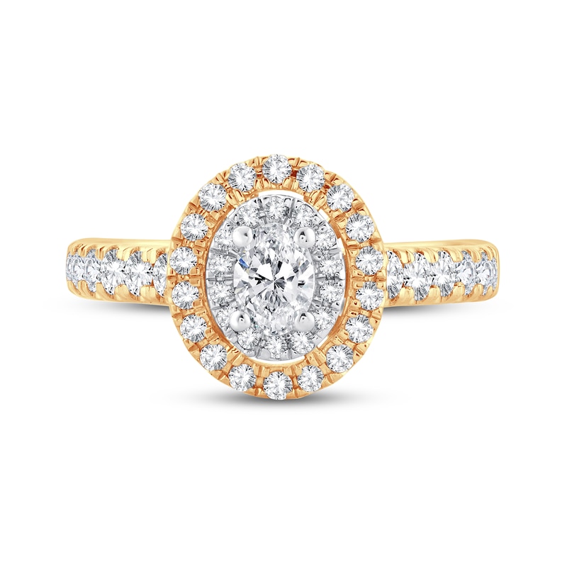 Diamond Engagement Ring 1 ct tw Oval & Round 14K Yellow Gold