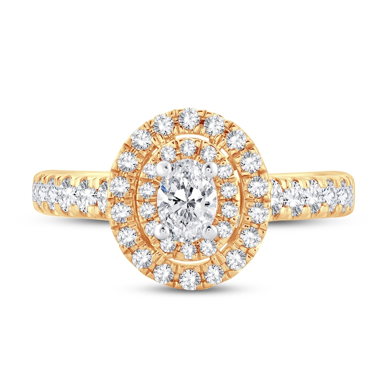Diamond Engagement Ring 1 ct tw Oval & Round 14K Yellow Gold