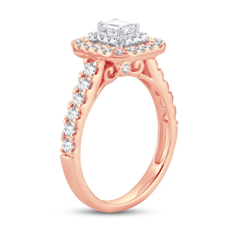 Main Image 2 of Now + Forever Diamond Engagement Ring 1 ct tw Emerald & Round 14K Rose Gold
