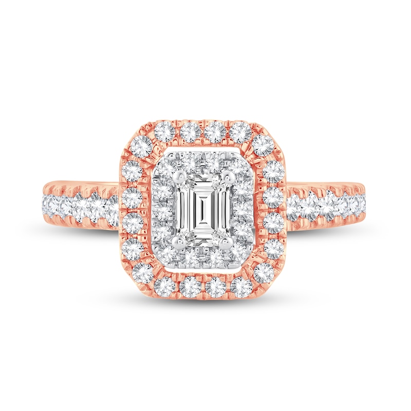 Main Image 3 of Now + Forever Diamond Engagement Ring 1 ct tw Emerald & Round 14K Rose Gold