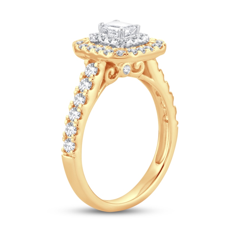 Main Image 2 of Now + Forever Diamond Engagement Ring 1 ct tw Emerald & Round 14K Yellow Gold