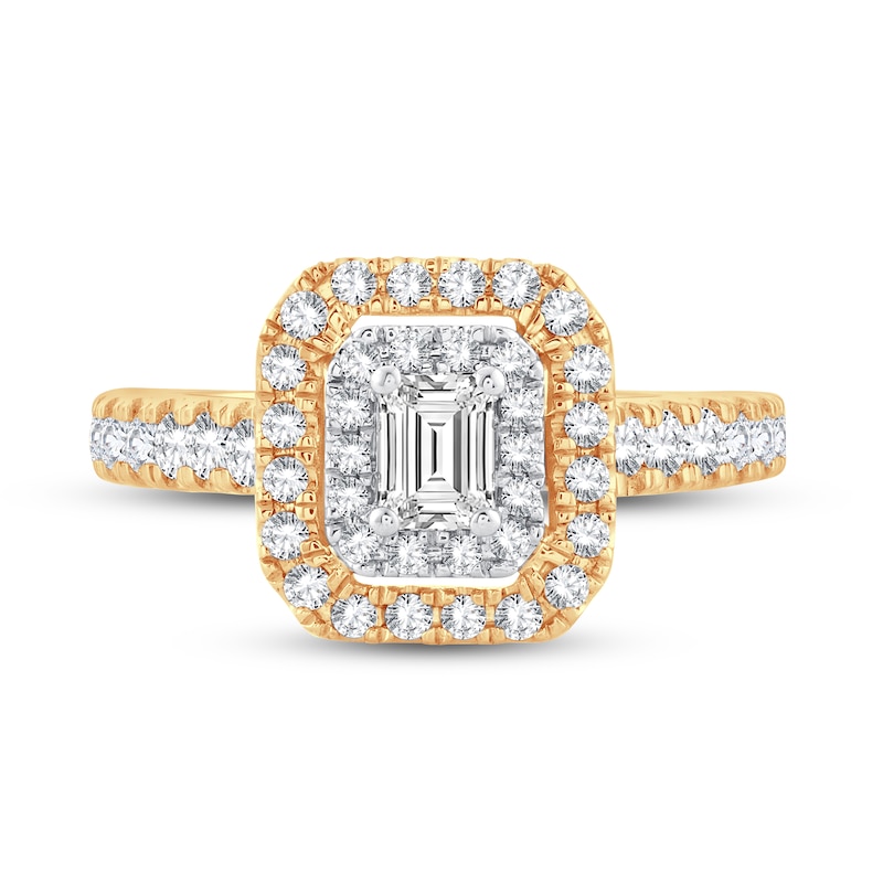 Main Image 3 of Now + Forever Diamond Engagement Ring 1 ct tw Emerald & Round 14K Yellow Gold
