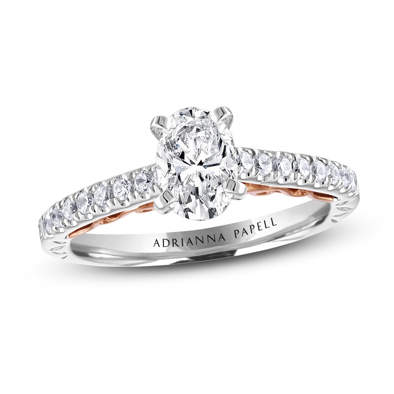 Adrianna Papell Diamond Engagement Ring 1-1/5 ct tw Oval/Round 14K Two-Tone Gold