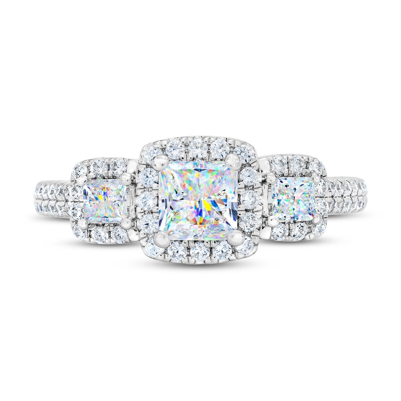 Main Image 3 of THE LEO First Light 3-Stone Diamond Engagement Ring 1-1/6 ct tw Princess/Round 14K White Gold