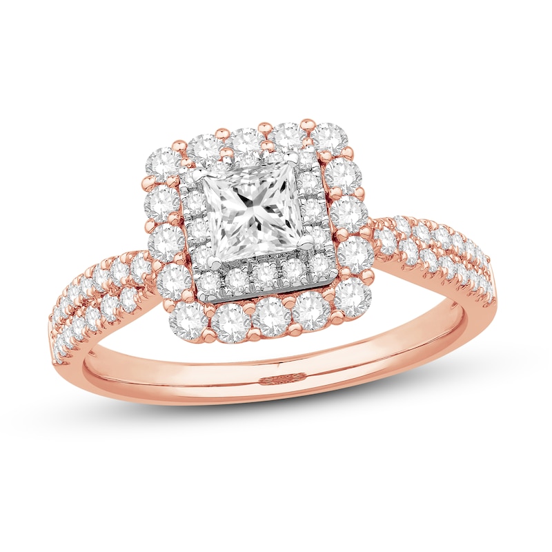 Diamond Engagement Ring 1-1/8 ct tw Princess/Round 14K Two-Tone Gold
